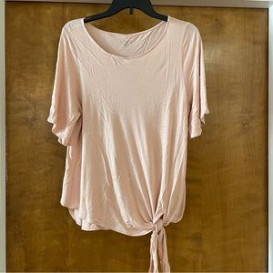 Light Pink Blouse with Knot Tie